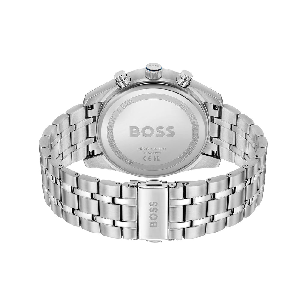 שעון Hugo Boss Skytraveller 1514216 - לוח כחול רצועה כסף לגבר - תכשיטי חביב