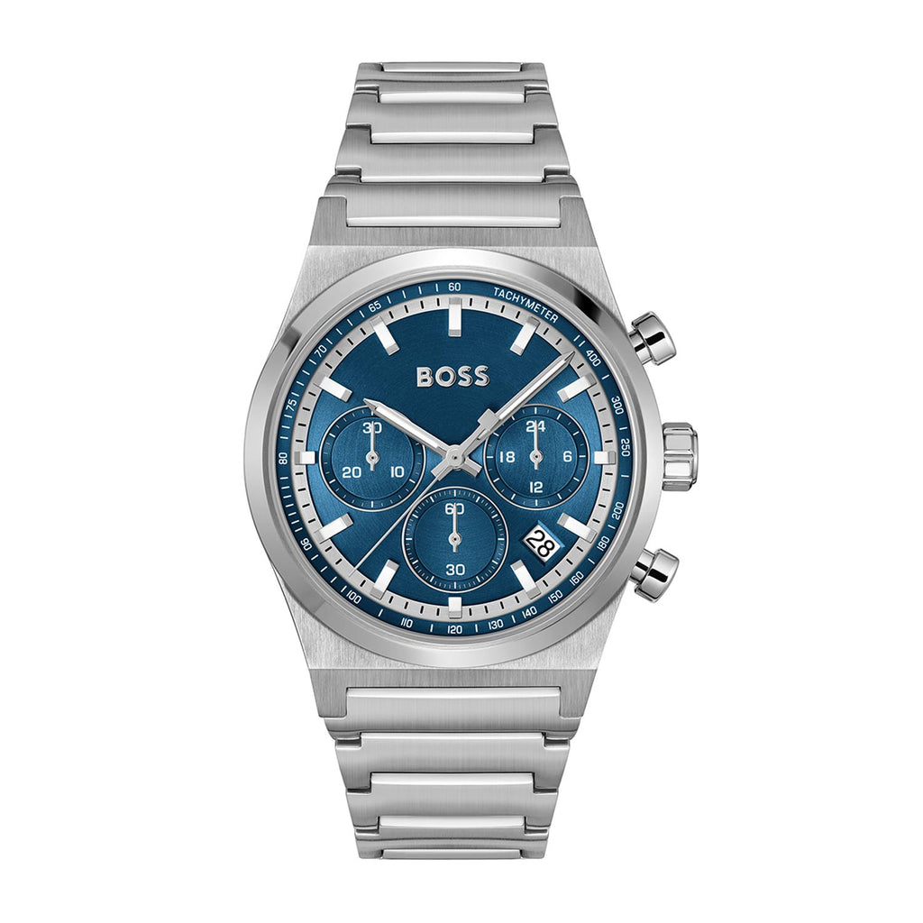 שעון Hugo Boss Canch 1514250 - לוח כחול רצועה כסף לגבר - תכשיטי חביב