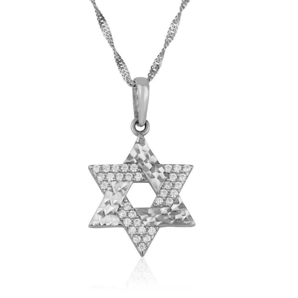 תליון מגן דוד | זהב בשיבוץ זירקונים - מזהב יוקרתי 14 קראט- תכשיט לגבר - תכשיטי חביב 